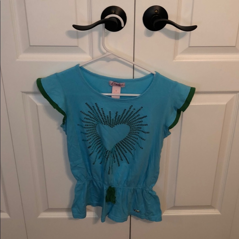 blue green t shirt